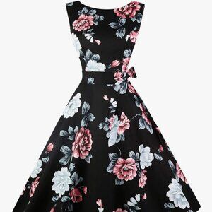 Women's Boatneck Sleeveless Swing Vintage 1950's Cocktail Dress